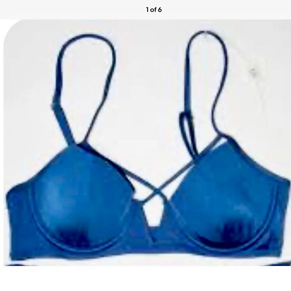 NWT Beach Bunny Swimwear DYLAN Underwire Bikini Top Royal Blue Size XL